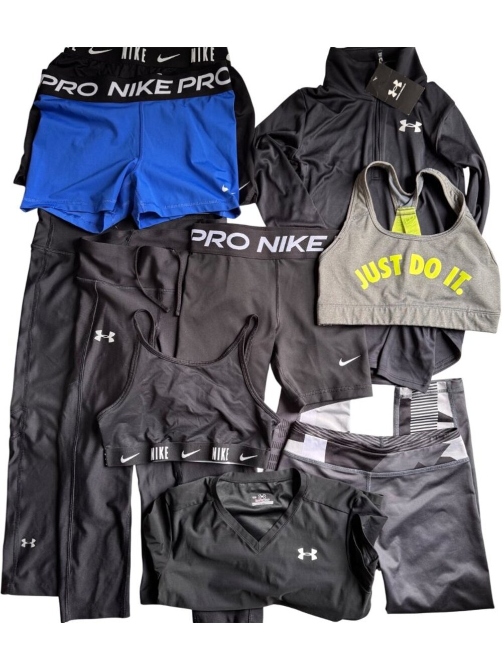 Nike Under Armour TNF Abercrombie Girls Activewear Bundle Lot S-M Shorts Tops